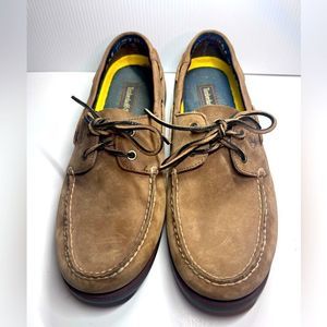 TIMBERLAND Mens Echo Bay Shoes Brown Leather Loafers Size 13